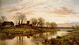 Famous Thames Paintings - Evening On The Thames At Wargrave